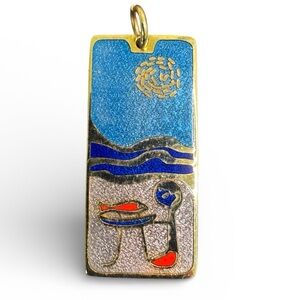 de Passile-Sylvestre Pendant Modernist Enamel Person Fish Sea made in Quebec